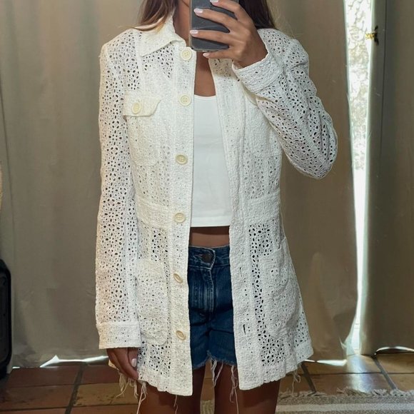 BLOGGER'S FAVE! Zara White Embroidered Jacket Sz S NWT - Picture 4 of 10